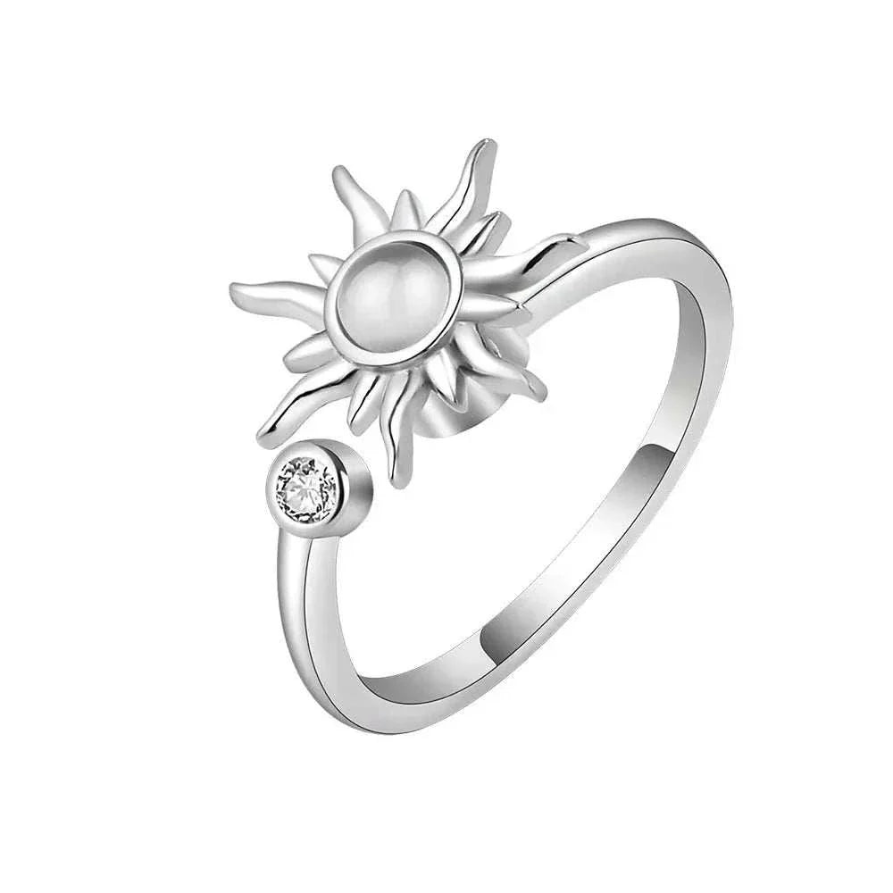 Anti Stress Anxiety Fidget Rings | Sunflower Spinner Ring for Women