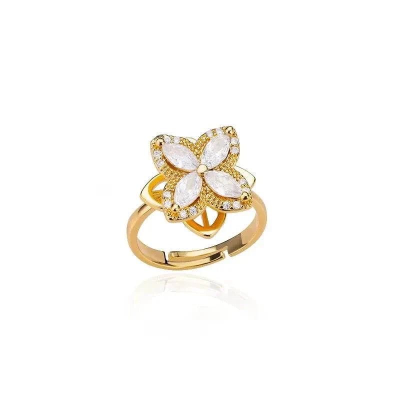 Anti Stress Anxiety Fidget Rings | Sunflower Spinner Ring for Women