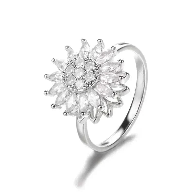 Anti Stress Anxiety Fidget Rings | Sunflower Spinner Ring for Women