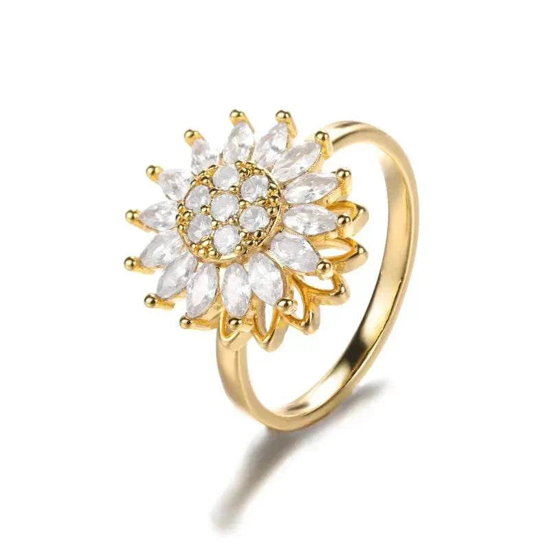 Anti Stress Anxiety Fidget Rings | Sunflower Spinner Ring for Women