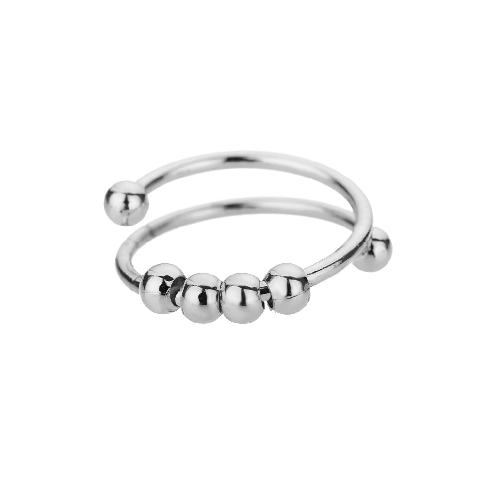 Spiral Bead Design Anxiety Relief AdSpiral Bead Design Anxiety Relief Adjustable Ring – 18K Gold-Plated Fidget Ringjustable Ring – 18K Gold-Plated Fidget Ring