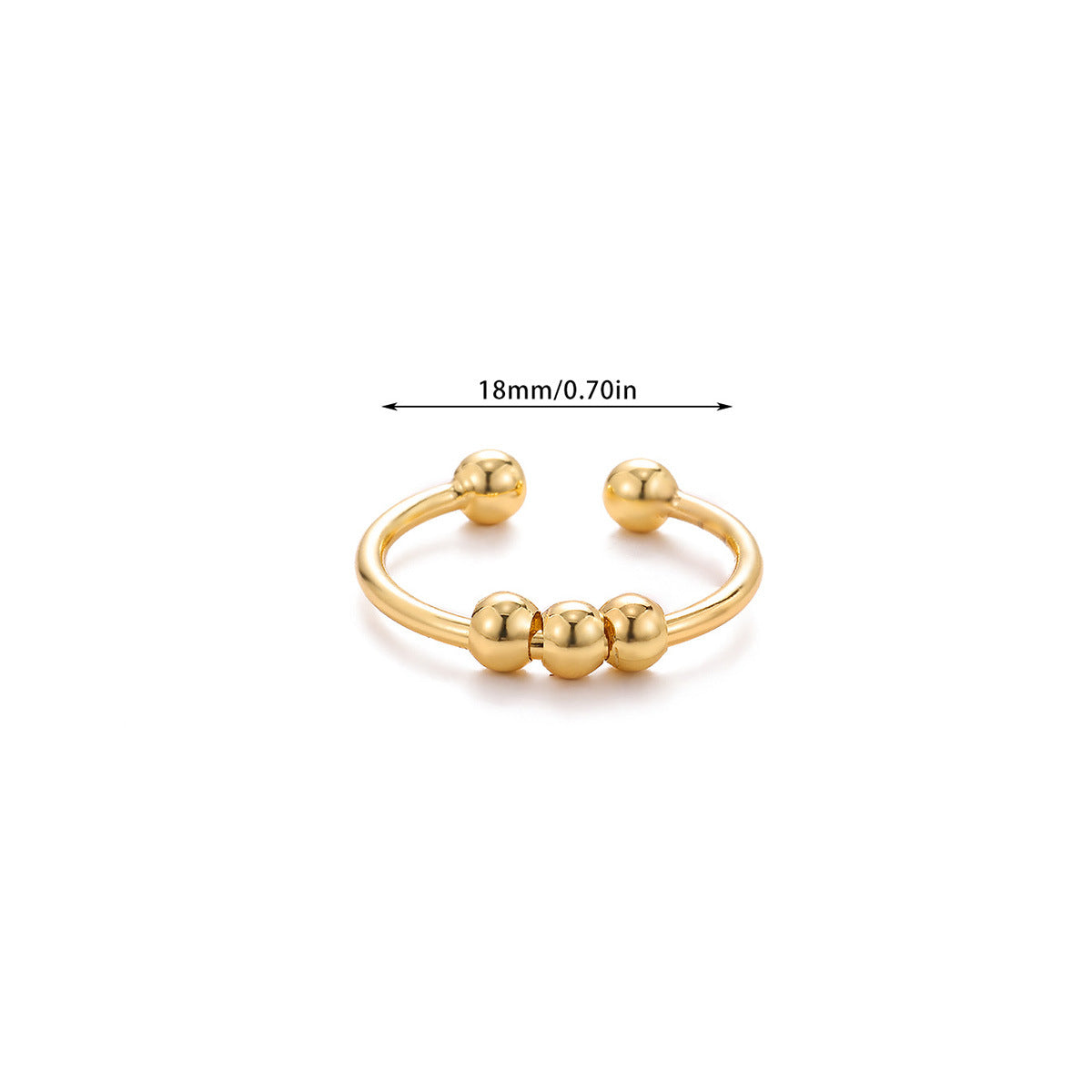 Spiral Bead Design Anxiety Relief Adjustable Ring – 18K Gold-Plated Fidget Ring