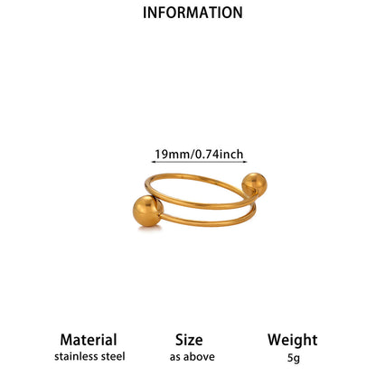 Spiral Bead Design Anxiety Relief Adjustable Ring – 18K Gold-Plated Fidget Ring