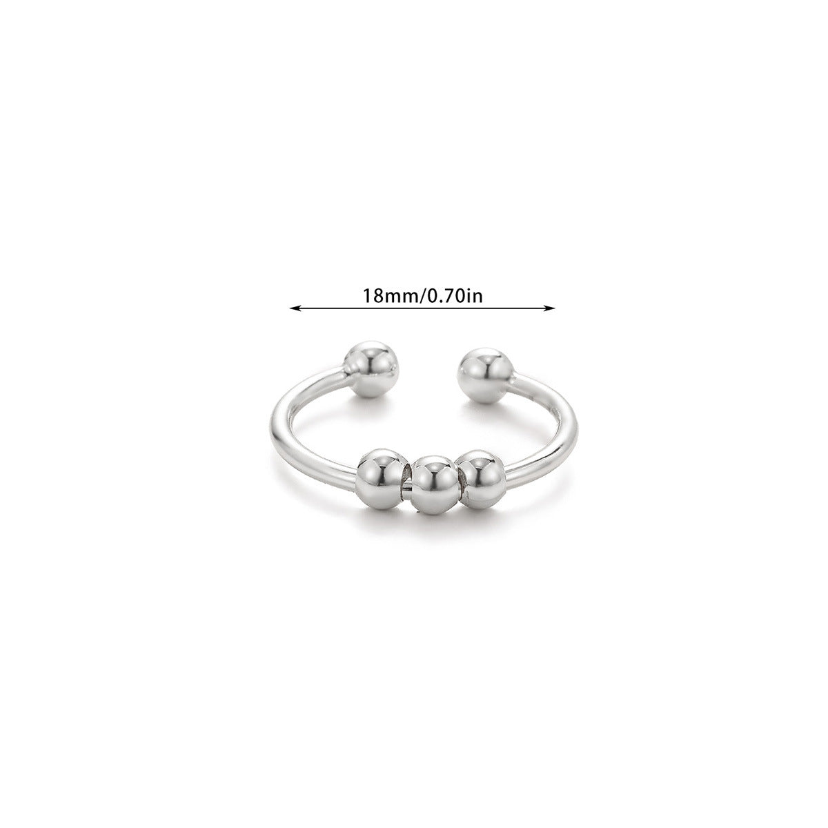 Spiral Bead Design Anxiety Relief Adjustable Ring – 18K Gold-Plated Fidget Ring